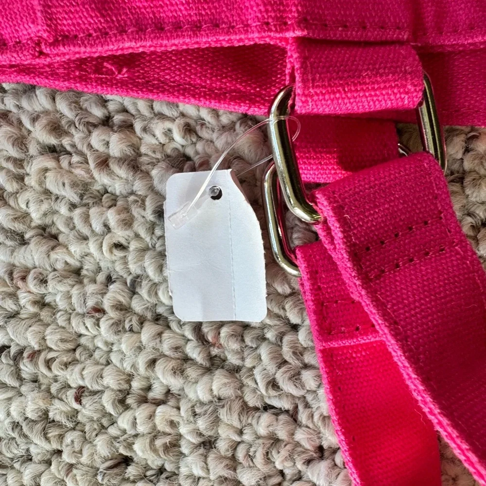 NWT Victoria's Secret HOT Pink Canvas Tote Bag Carry All Sequins - Picture 3 of 5